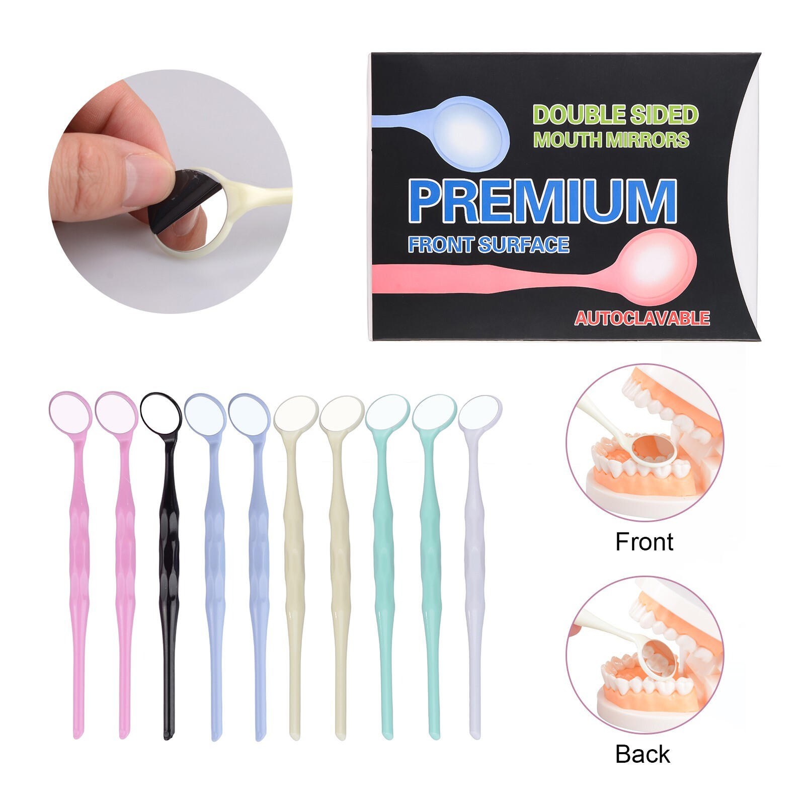 10pcs/box Dental Double Sided Mouth Mirror Autoclavable Oral Exam Reflectors