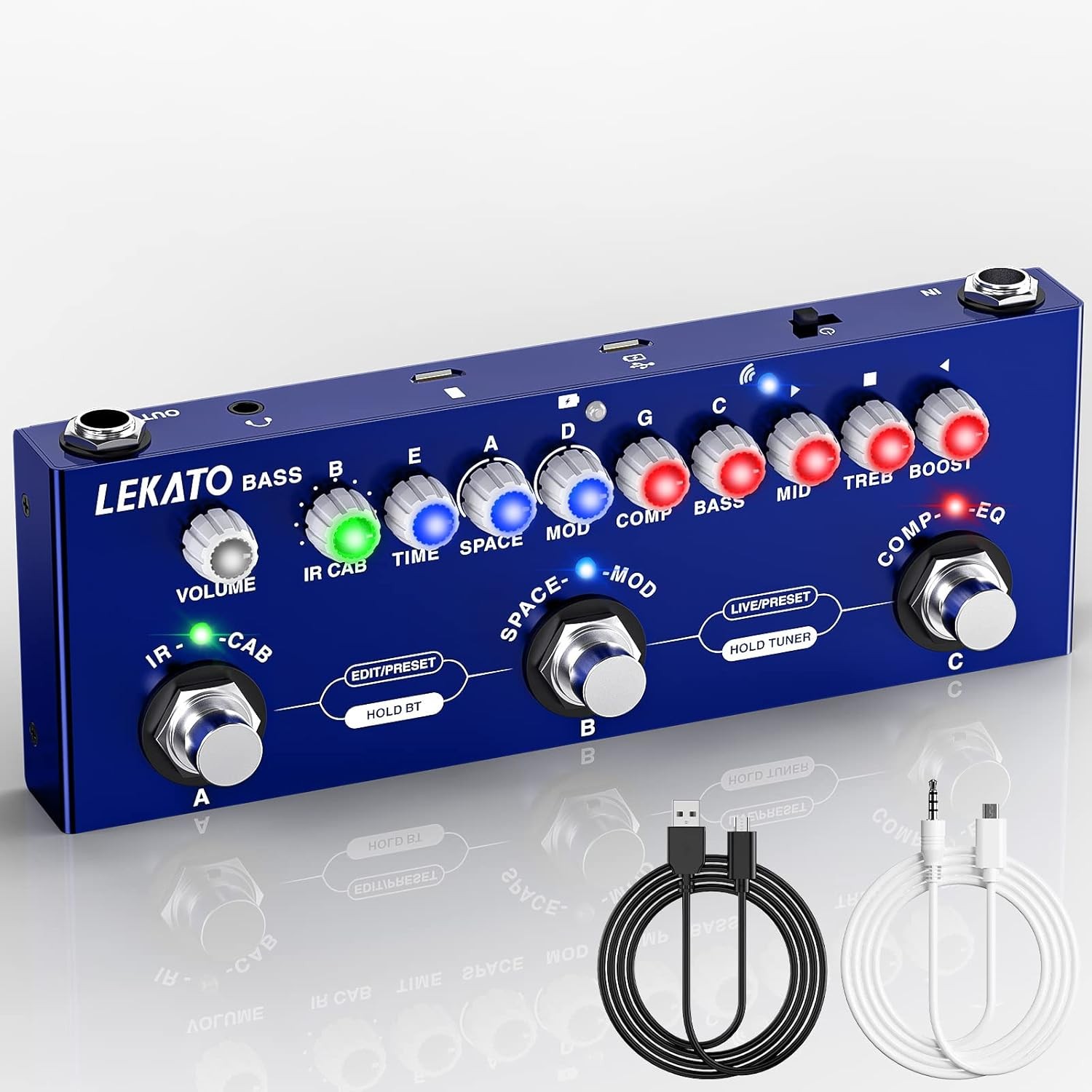 Lekato Bass Multi Effects Pedal Guitar Effects IR Loading 9 AMP Models Delay