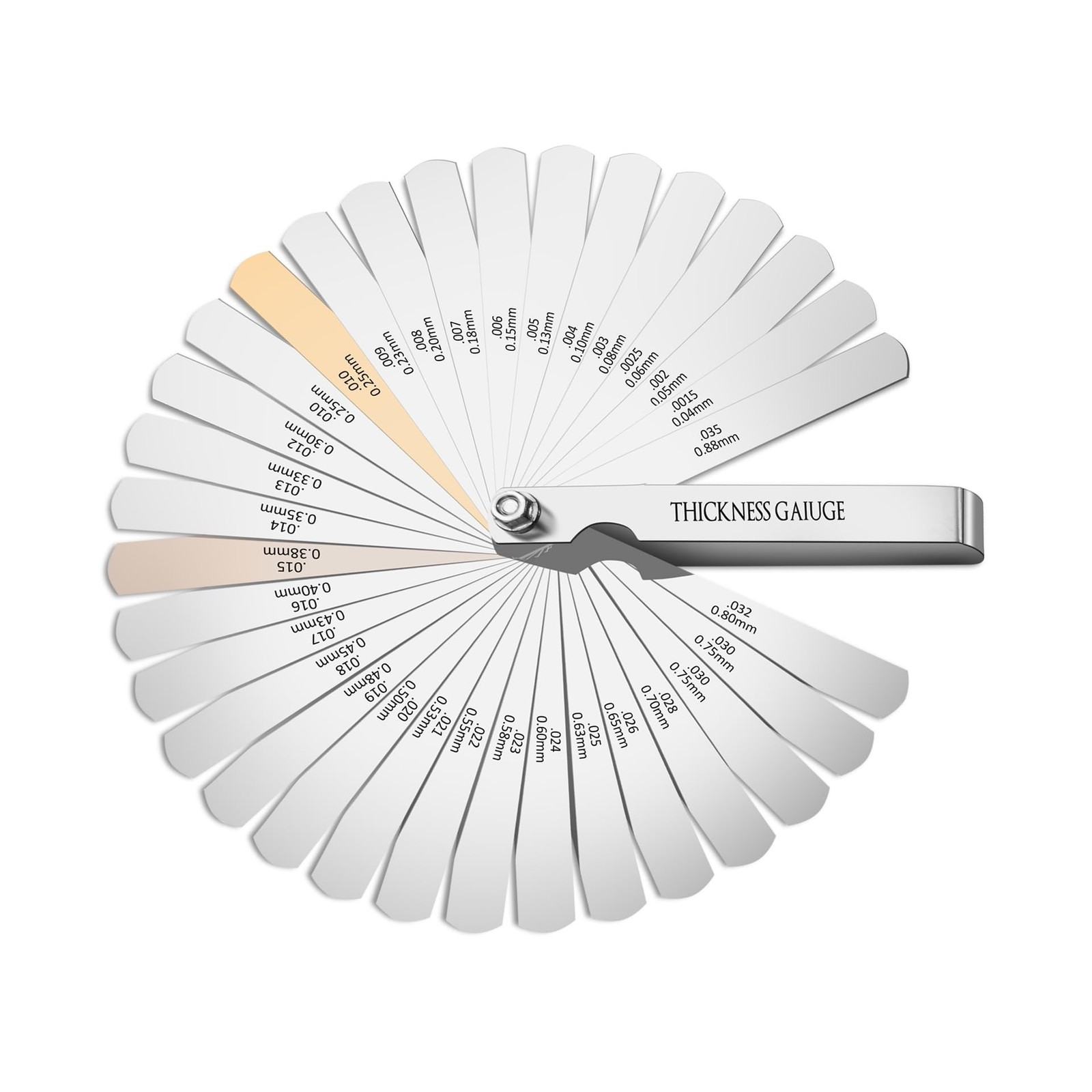 Feeler Gauge Set Stainless Steel Thickness Gauge 32 Blades 0.04-0.88 mm (0.00...