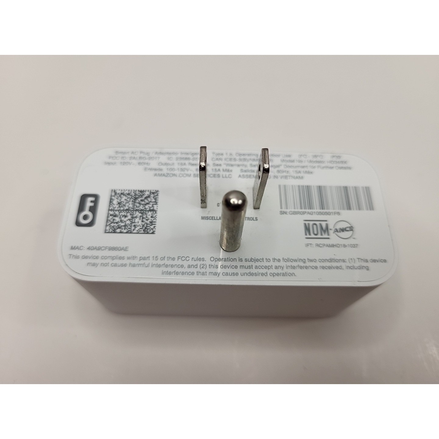 Amazon Smart Plug - White Alexa Compatible - HD34BX Works
