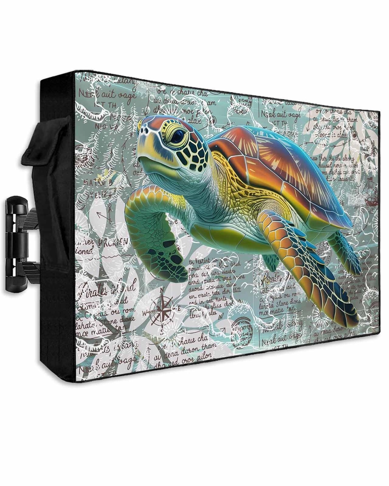 Ocean Outdoor TV Cover - Weatherproof, Nautical Map TV Cover for Outside, 600...
