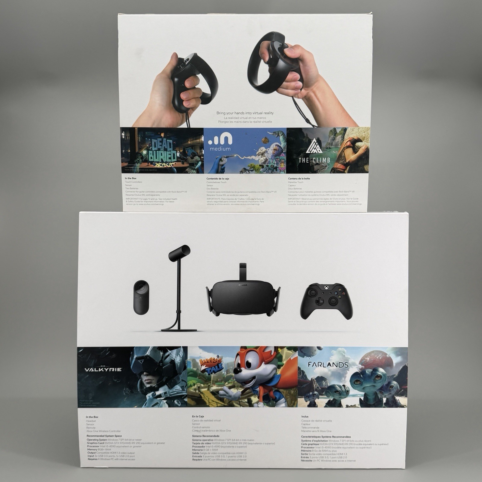 Oculus Rift CV1 VR Headset + Touch Controllers Open Box Never Used Complete Set