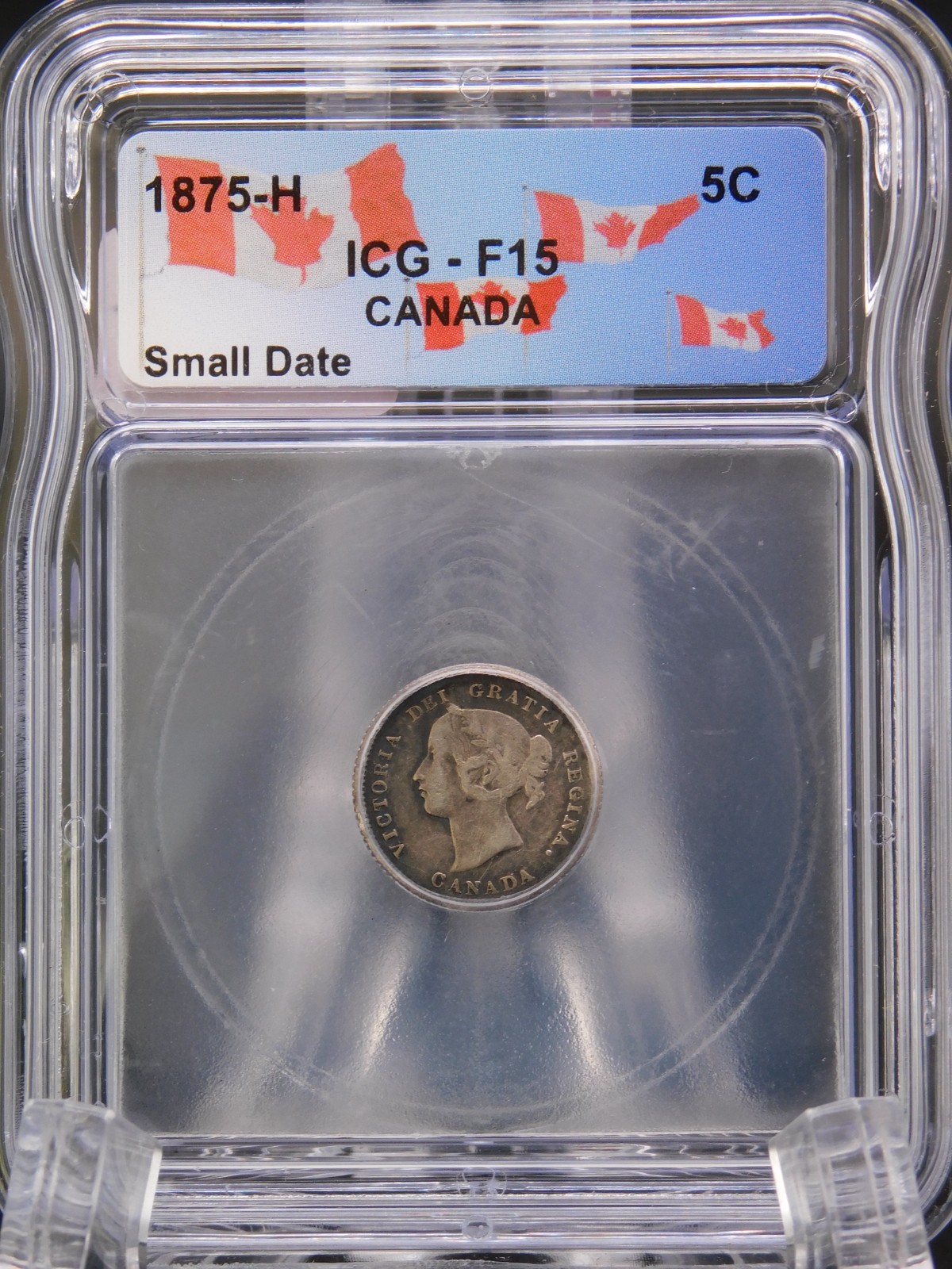 1875-H SMALL DATE CANADA FIVE CENT ICG F15 (BT1228)