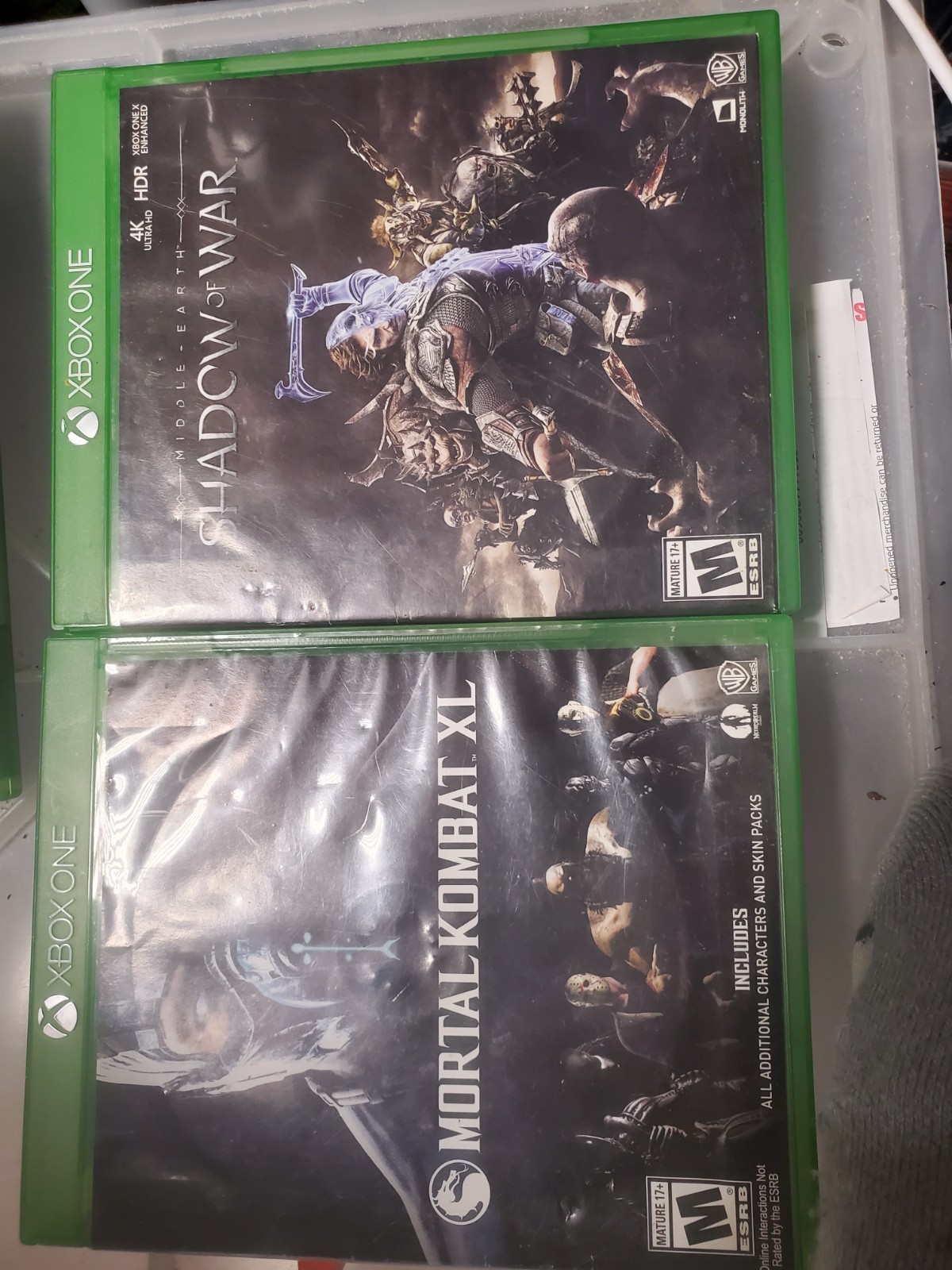 LOT OF 2: Mortal Kombat XL + SHADOW OF WAR Xbox One/ LIGHT SCRATCHES/ COMPLETE