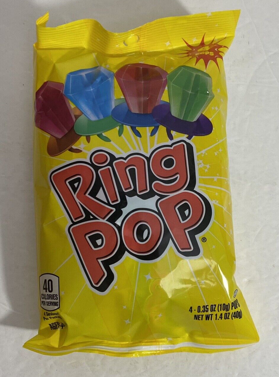 2 Bags of Ring Pop Candy Lollipops 4 per bag Cherry S-berry B-raspberry W-melon