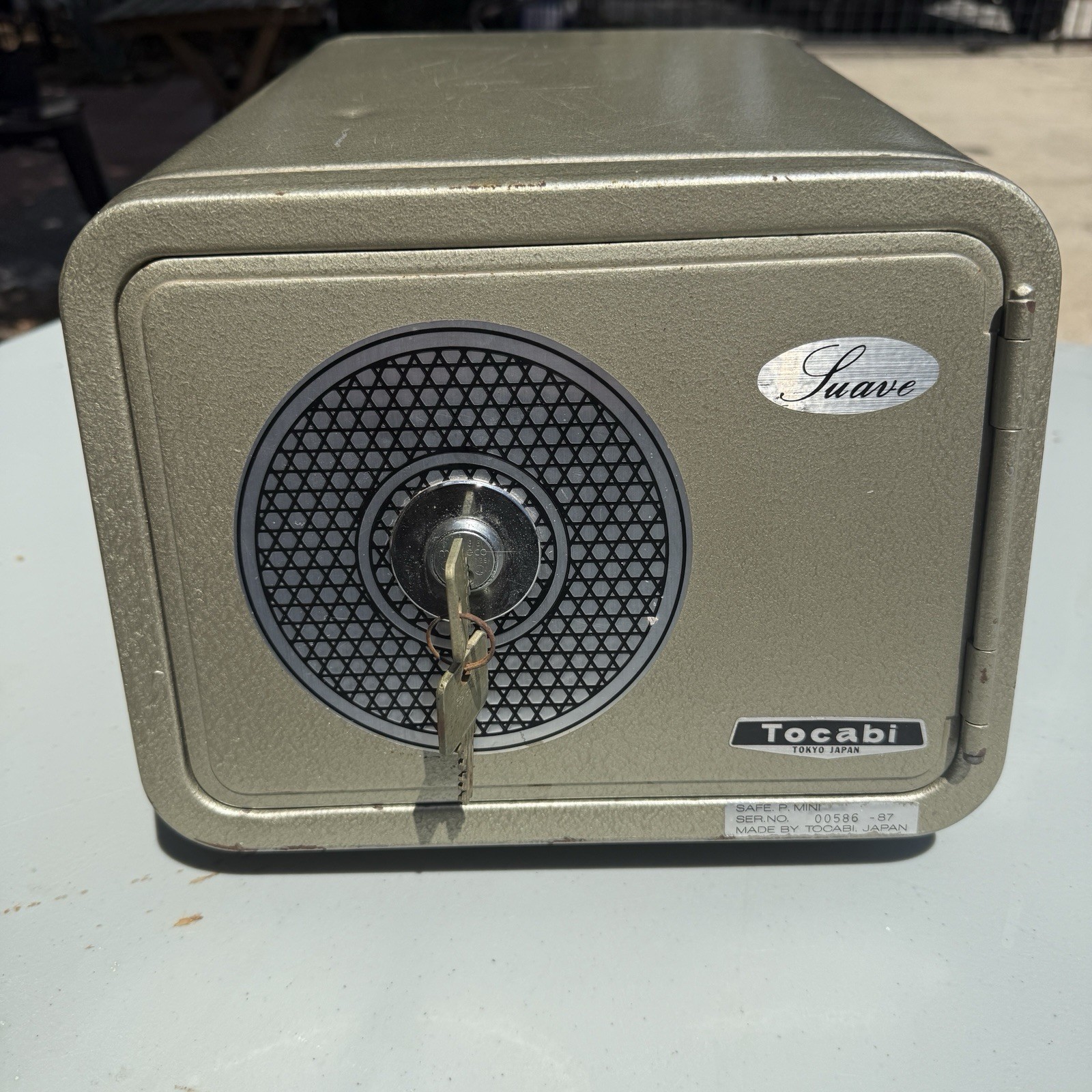 Vintage Tocabi Safe P Mini Medeco Lock -Tokyo, Japan-Steel Security Box w/ Keys