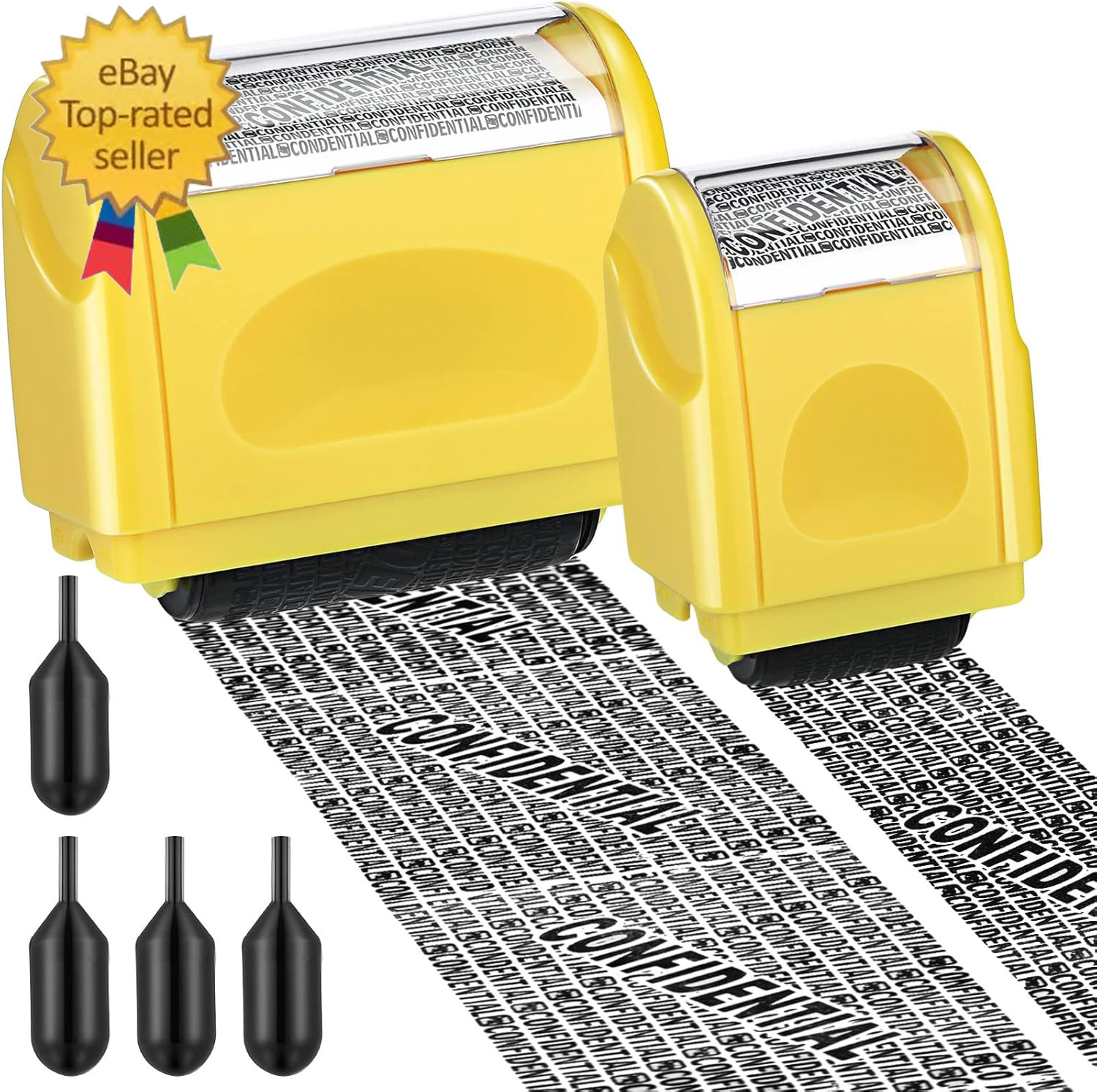 2 Pack Identity Protection Roller Stamp Identity Theft, Confidential, Privacy Ro