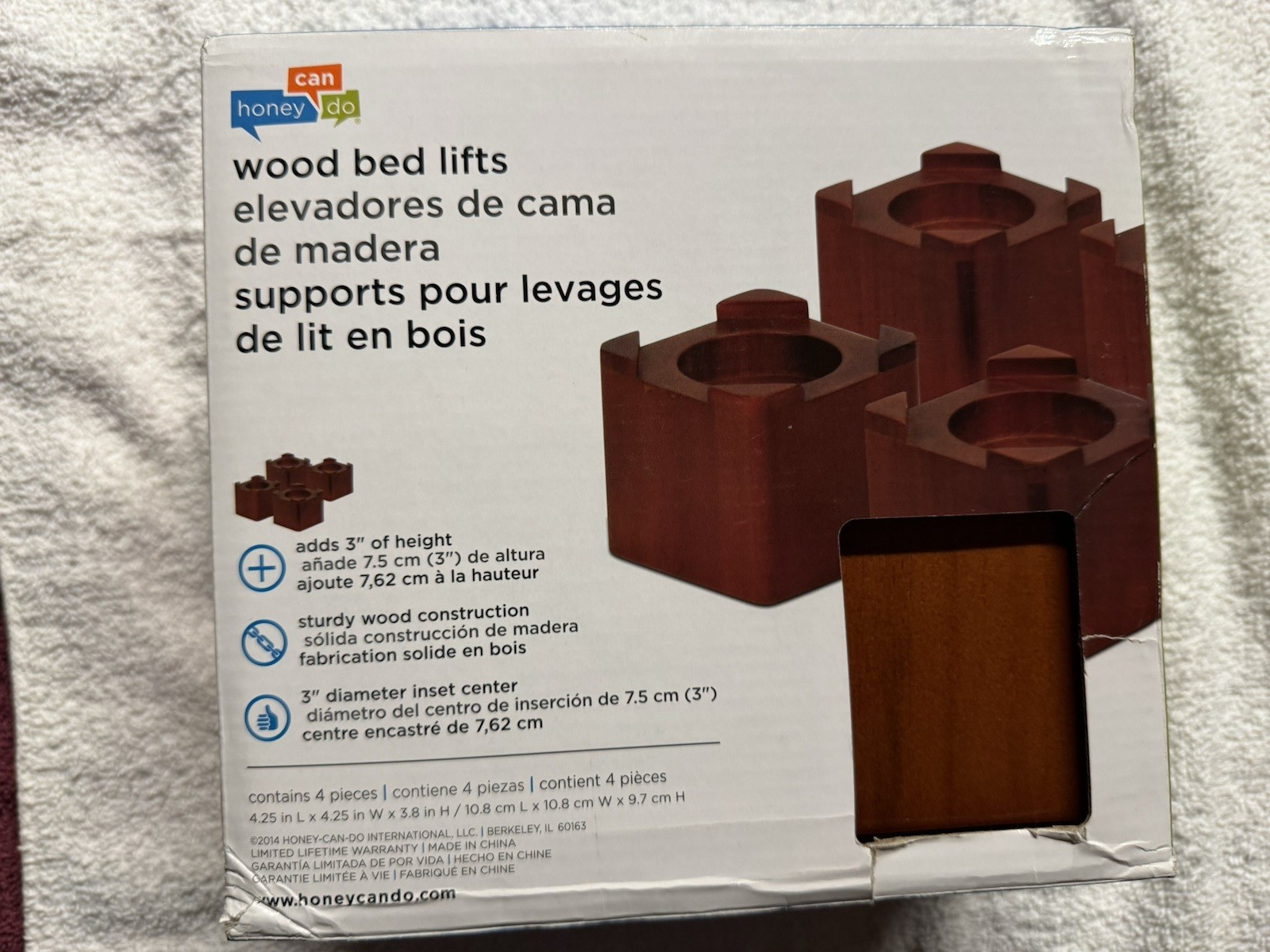 Honey Can Do Wood Bed Lift Cherry 3” Replacement Riser Sphere Ball Holder B