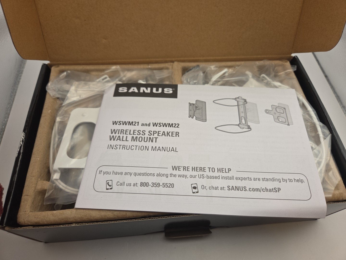 SANUS WSWM22 Adjustable Wireless Speaker Wall Mounts - White