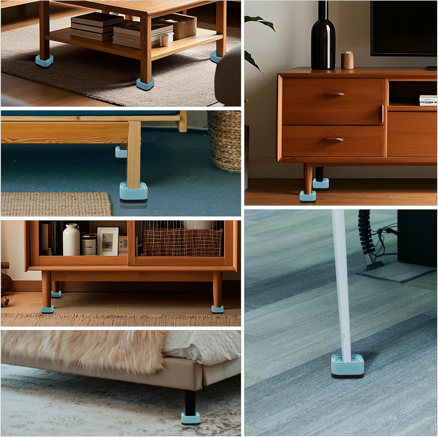 8 Pack Furniture Risers Adjustable Bed Risers Heavy Duty Stackable Bed Raisers