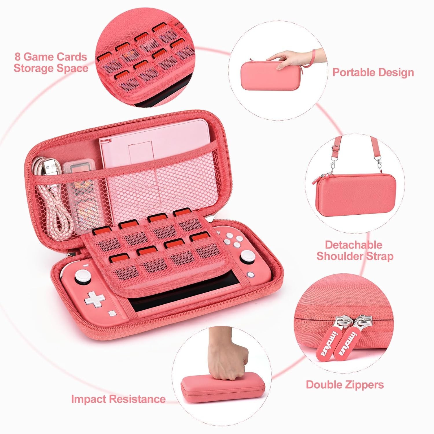 Switch Lite Accessories Bundle Hard Shell Case Screen Protector Game Holder