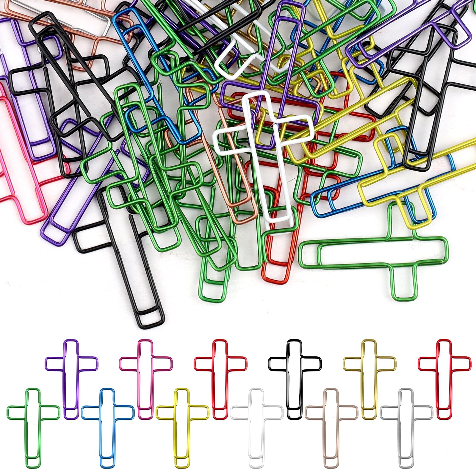 50 PCS Multicolored Cross Paper 1.34 inches, Red, Green, Blue, Purple, Yellow