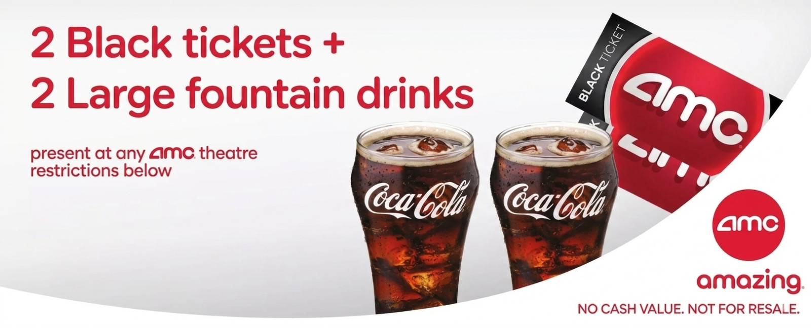 2 AMC Theatres Black Movie Ticket & 2 L Drinks, Exp 06/27 *Fast Delivery!*