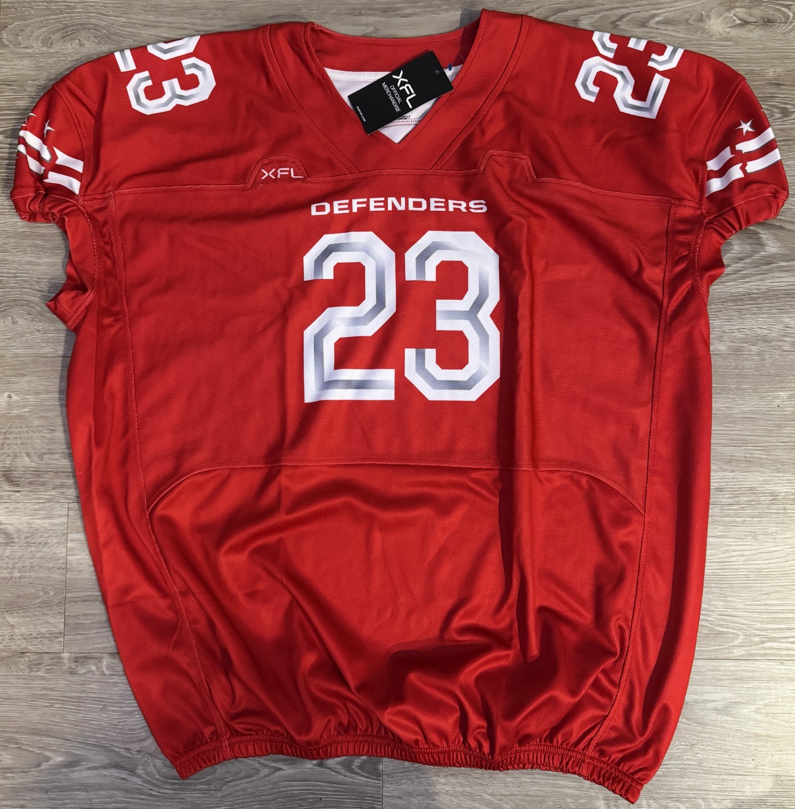 NWT XFL Football DC Defenders Red Authentic Official Jersey #23 Size 2XL  New