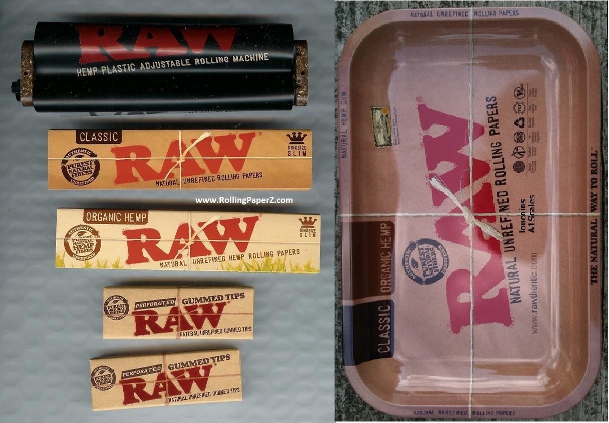 RAW Adjustable Rolling Machine + ORGANIC & CLASSIC KING SIZE PAPERS + TIPS +TRAY