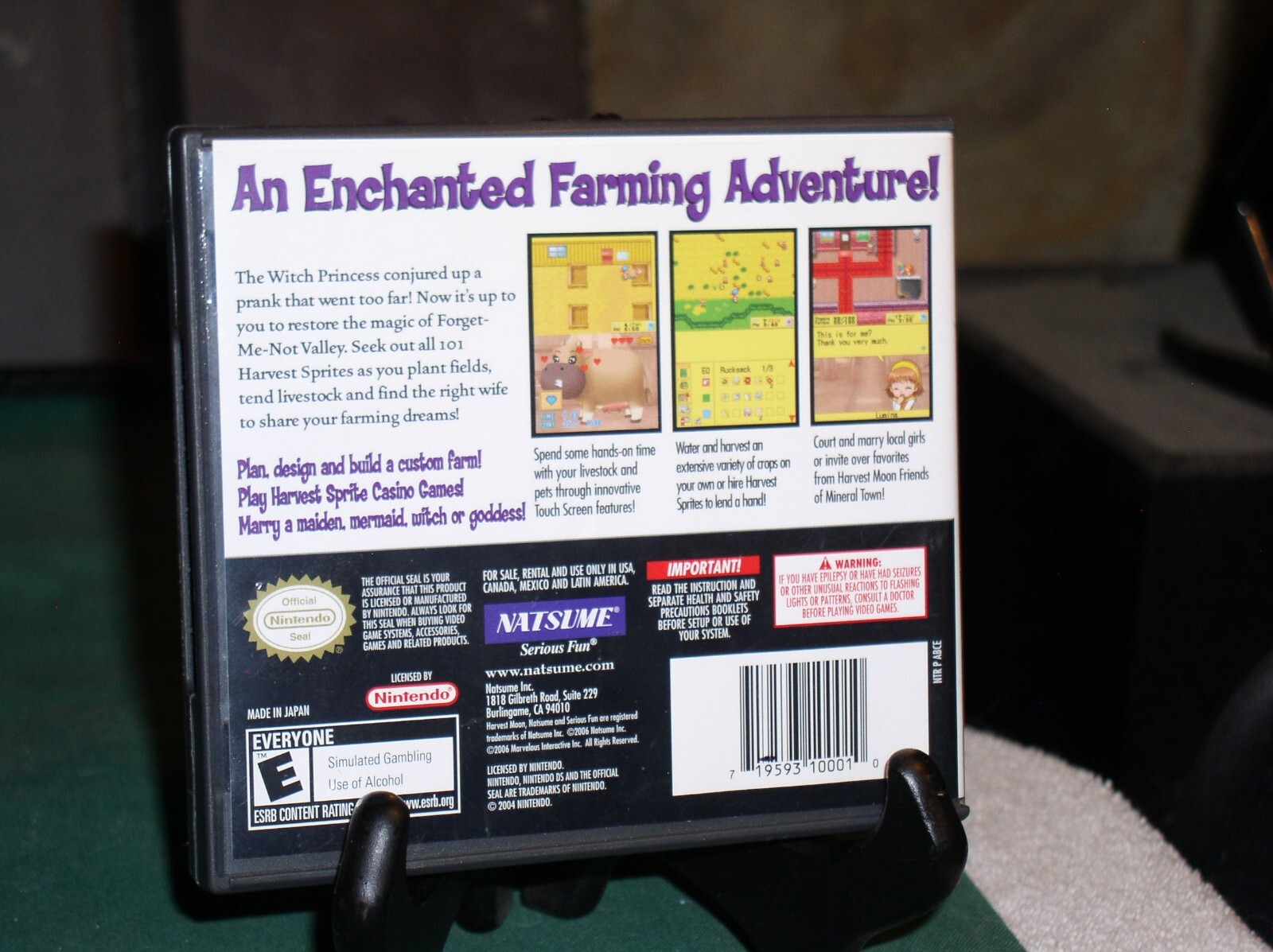 Nintendo DS Personal Harvest Moon Case, Inserts Only "NO GAME or MANUAL" VryGd
