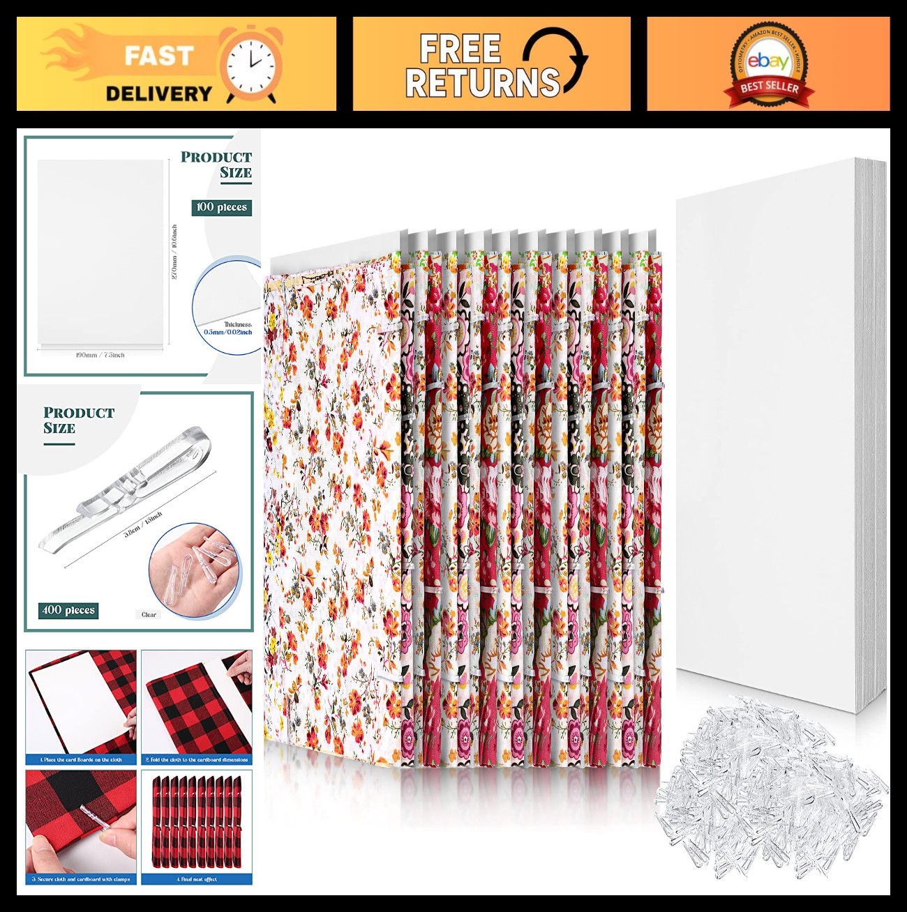 Comic Book Boards 7.5x10.5 Inch with U-Shape Clips - Fabric Storage & Display (1