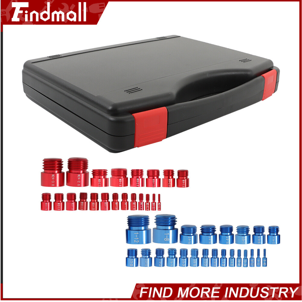 Findmall 44Pcs Inch & Metric Nut Bolt Thread Checker Identifier Thread Gauge Box