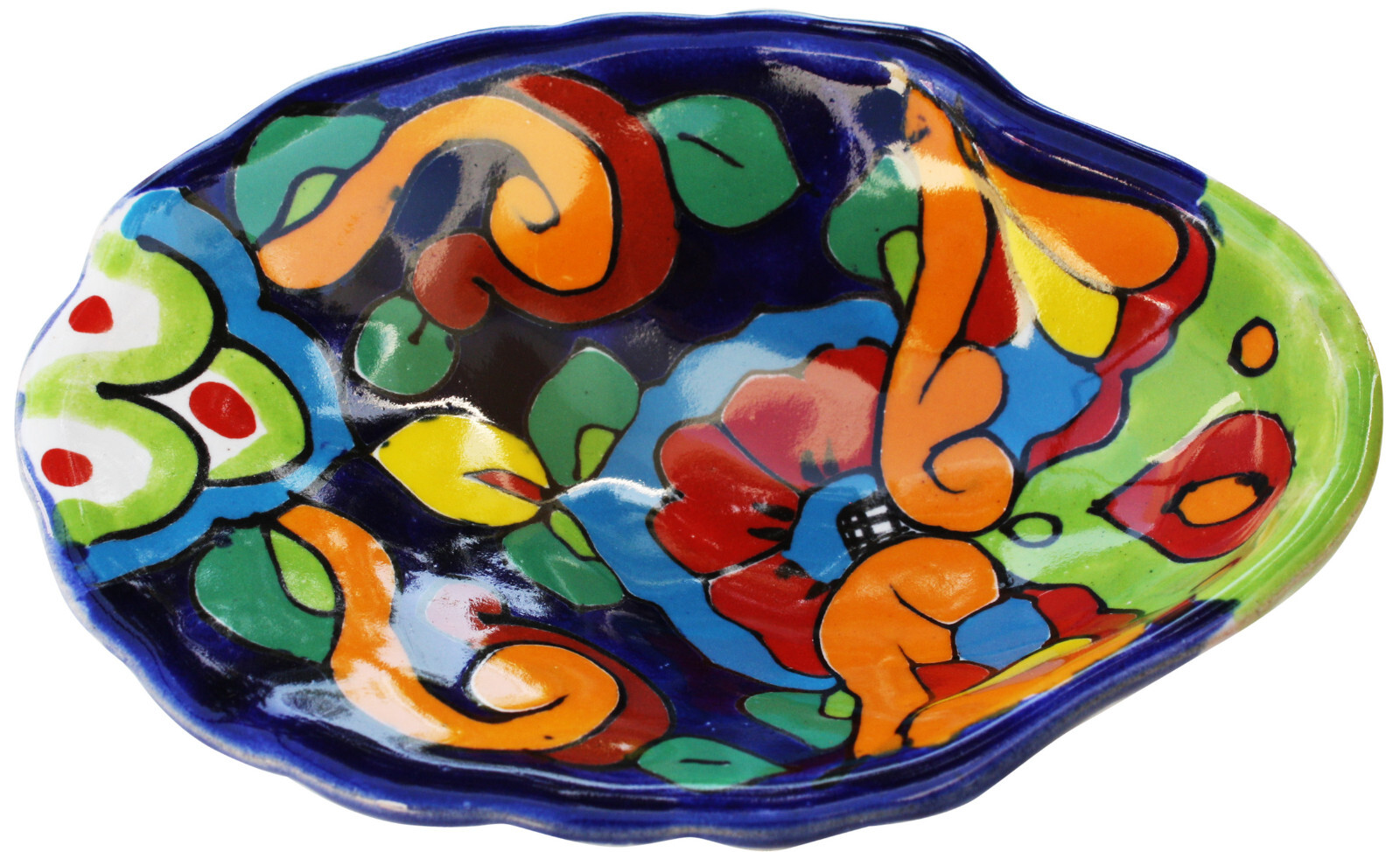 Mexican Handmade Talavera Oyster Rainbow Ceramic Bathroom Soap Dish