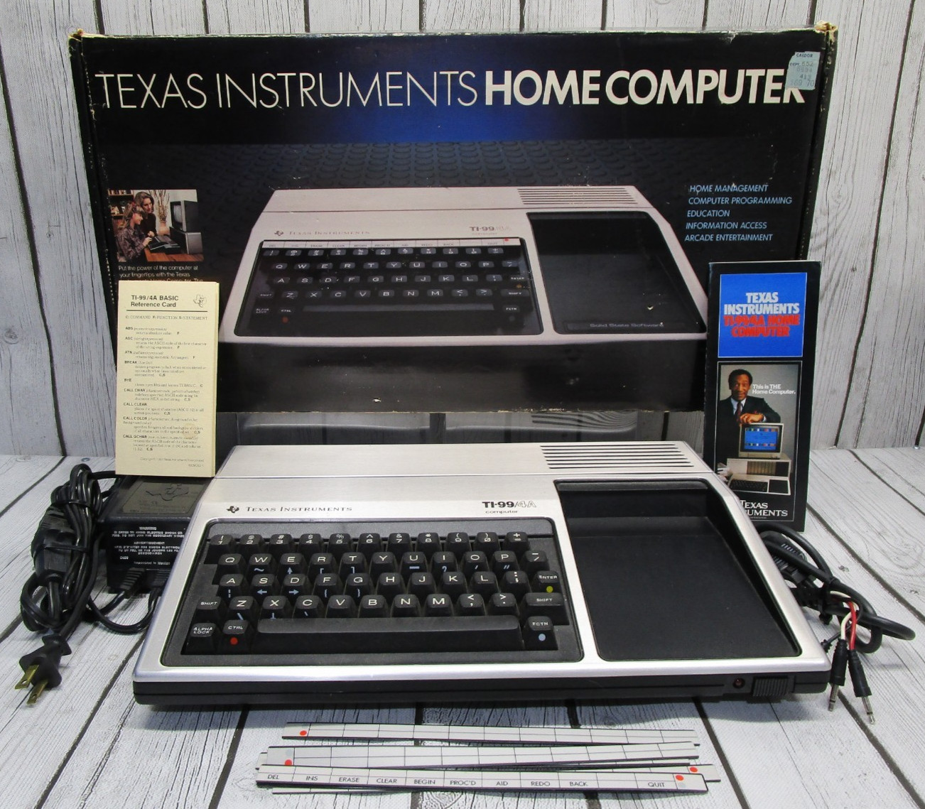 Vintage 1980's TI-99/4A Texas Instruments Home Computer w/ Original Box, Inserts