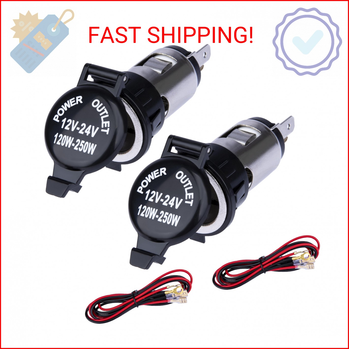 2 PCS Car Cigarette Lighter Socket, Cigarette Lighter Replacement, 12 Volt Femal