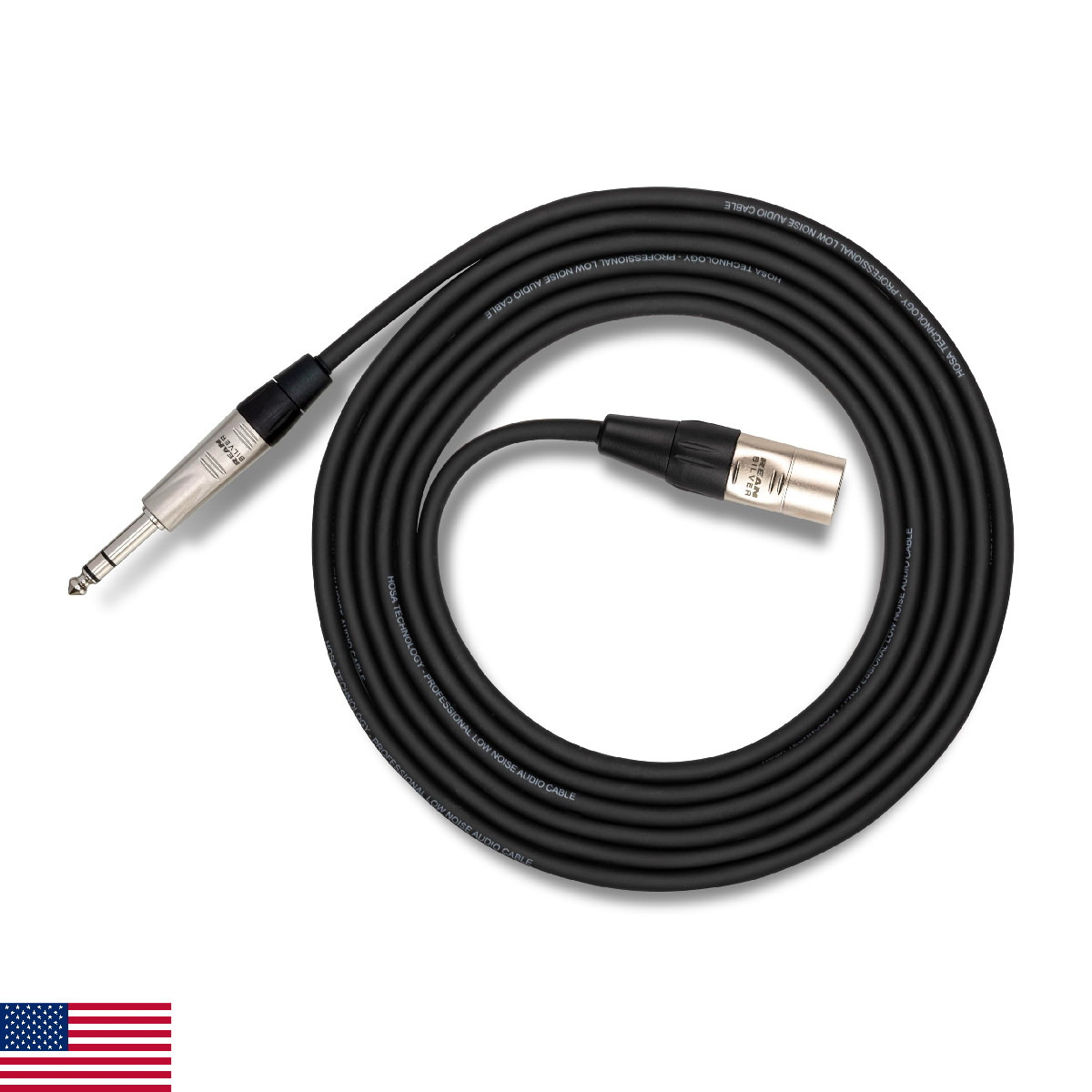 Hosa HSX-015 REAN 1/4 Inch TRS to XLR3M Pro Balanced Interconnect Cable, 15 Feet