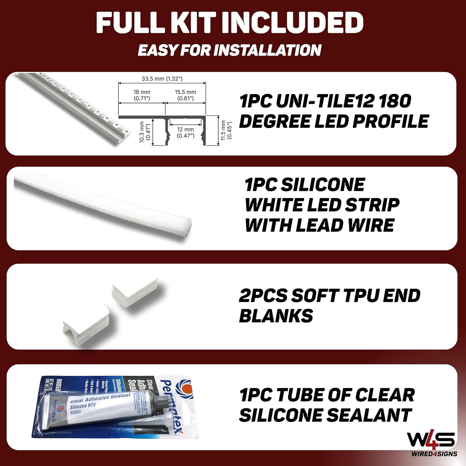 Wired4Signs Nicho Series White LED Tile Edge Light Strip Kit 24V DC