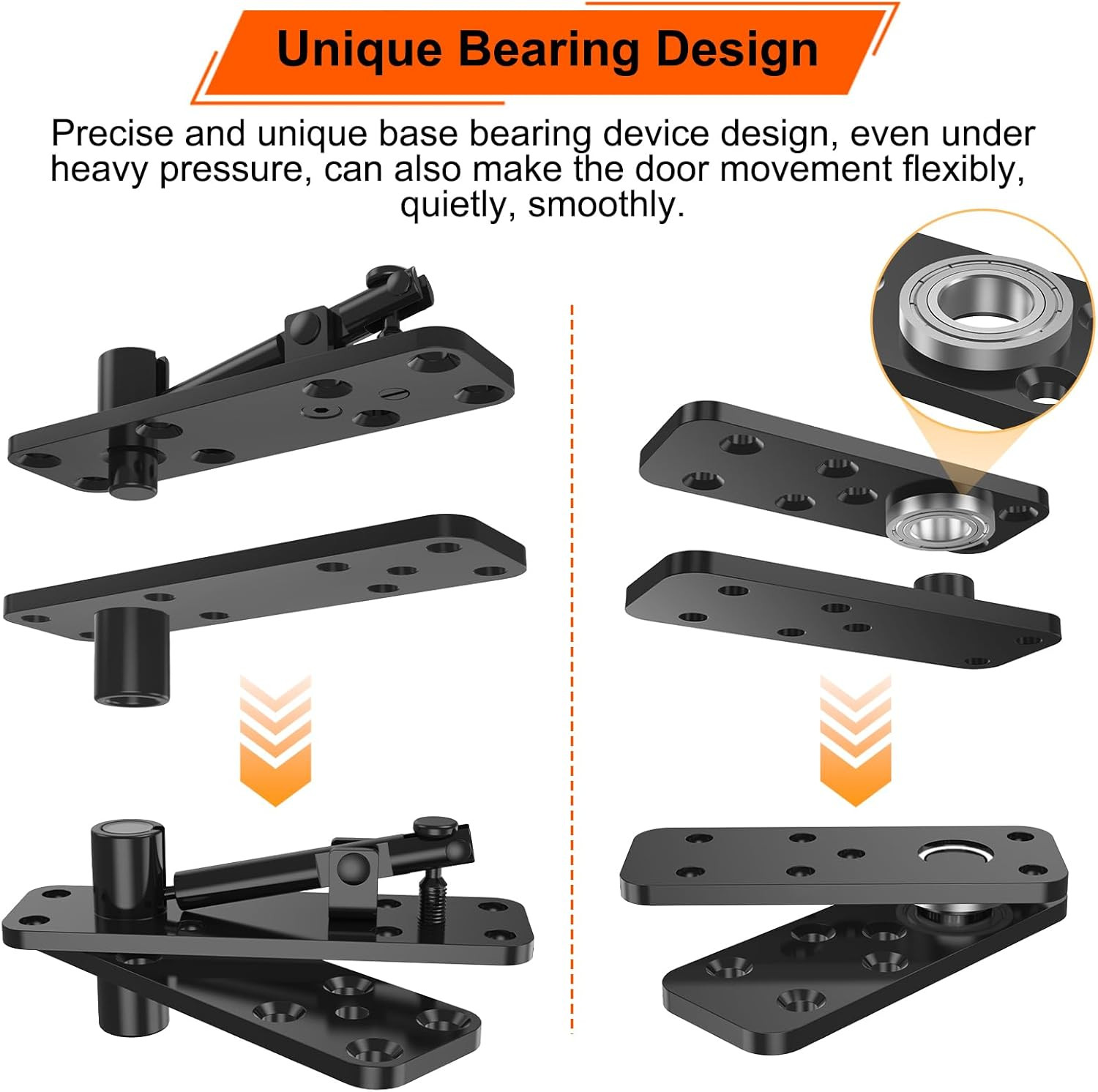 Hidden Door Hinge, 570LBS Load-Bearing Thickened Solid Alloy Steel, 360° Rotatio