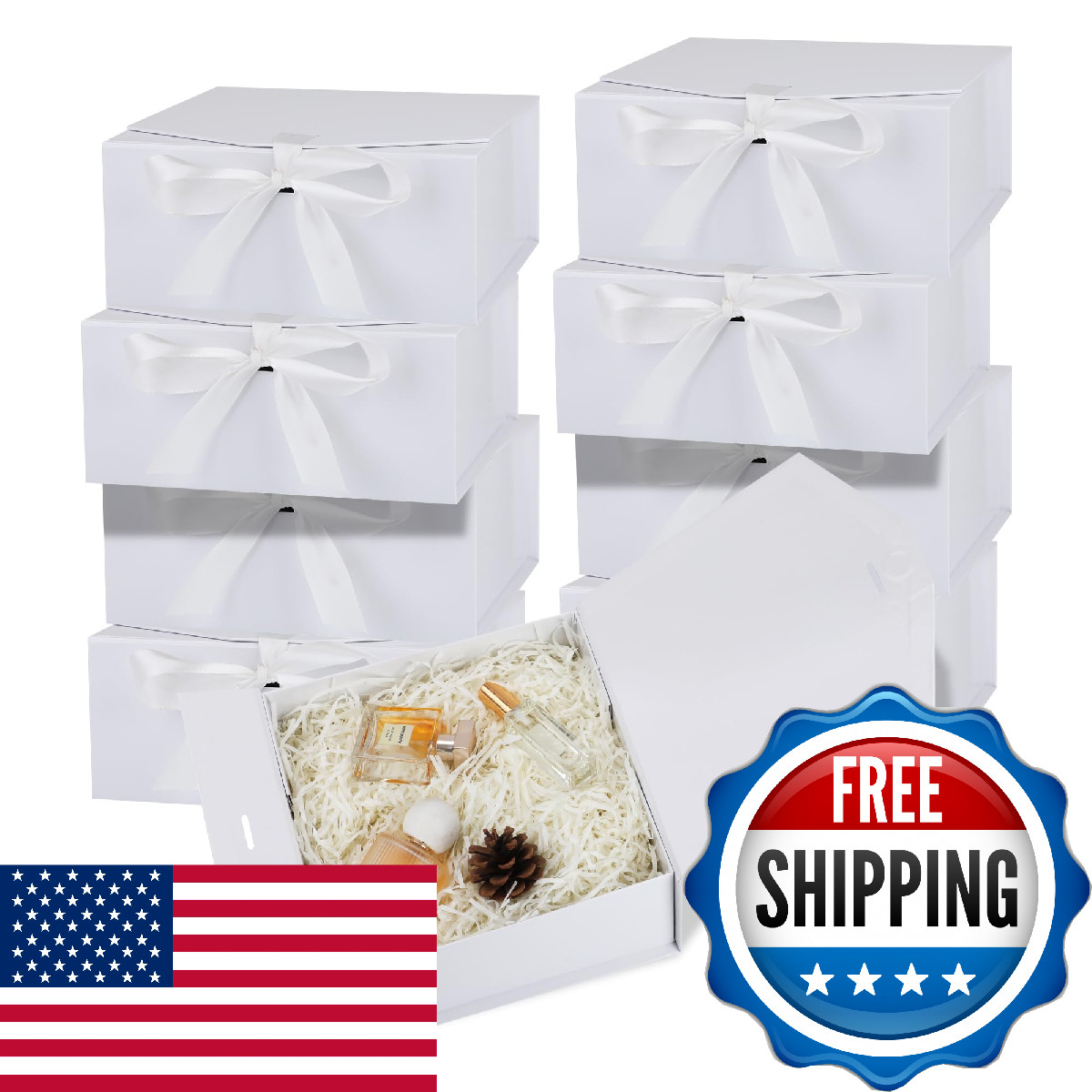 OEMVALATY 8-Pack Gift Boxes,12x8x4.5 Inch Magnetic Gift Boxes with Lids for Pres