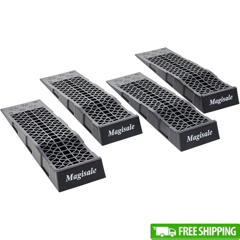 Heavy Duty Car Ramps 4 Pcs Low Profile Service Ramps 6 Ton Capacity Maintenance
