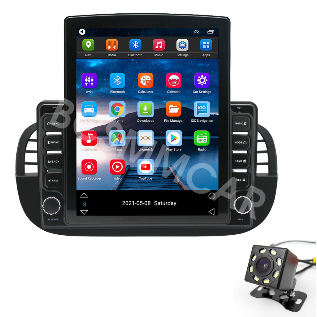Android 14 Car Radio GPS Touch Screen W/Free Camera Fit For Fiat 500 2007-2015