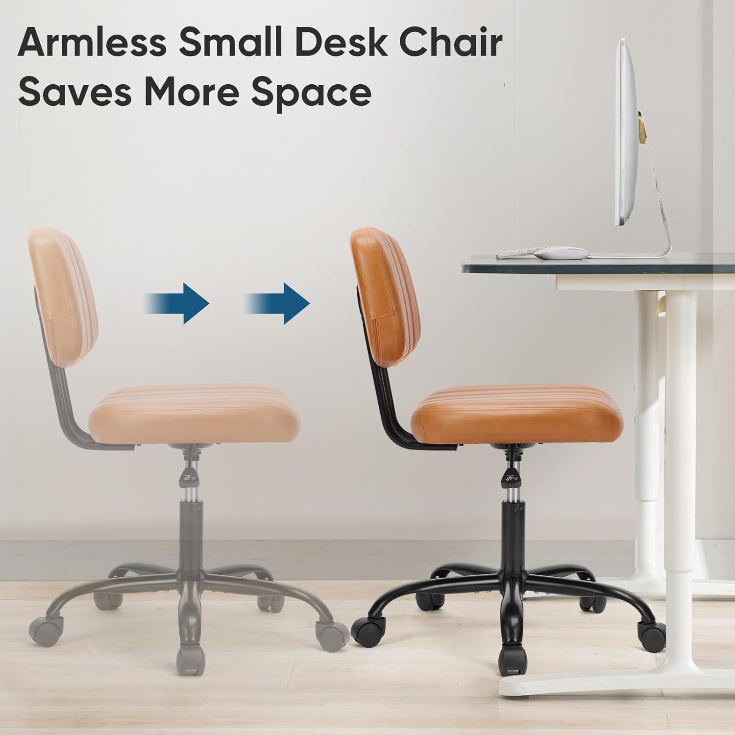 Home Office Chairs Desk with Comfy Low Back Lumbar Support Ergonomic Armless