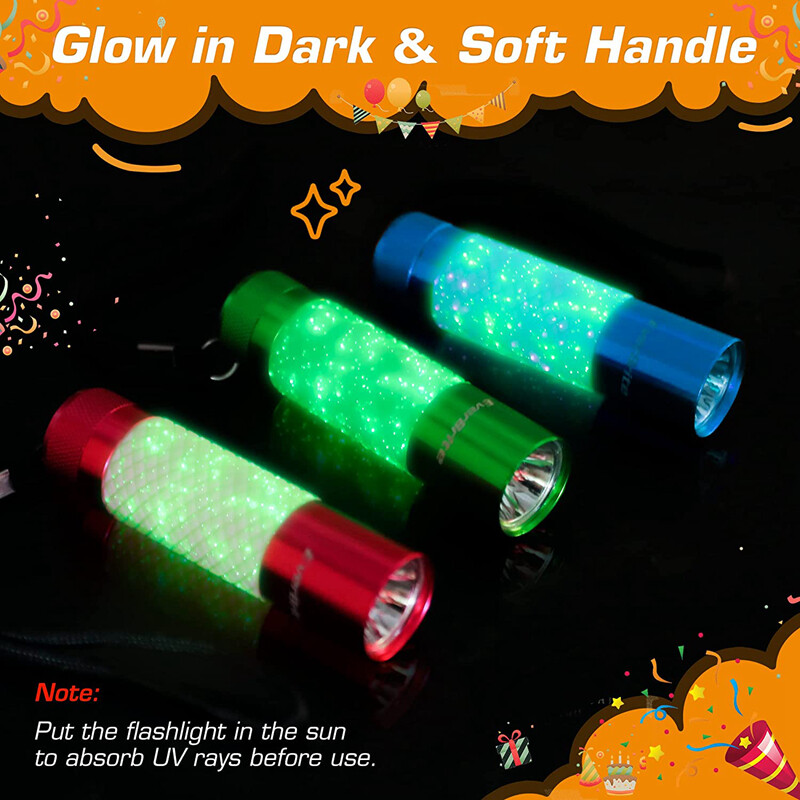 EverBrite 6Pack Mini LED Flashlight Glow Dark Aluminum Flashlight 8AAA Batteries