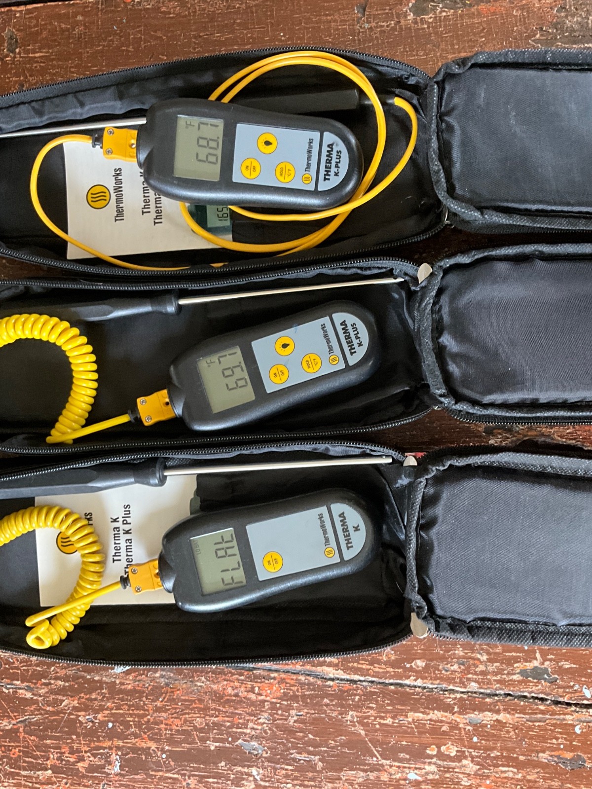 3 ThermoWorks Type K Thermocouple Thermometer Kit w/Probe & Case Used Tested On