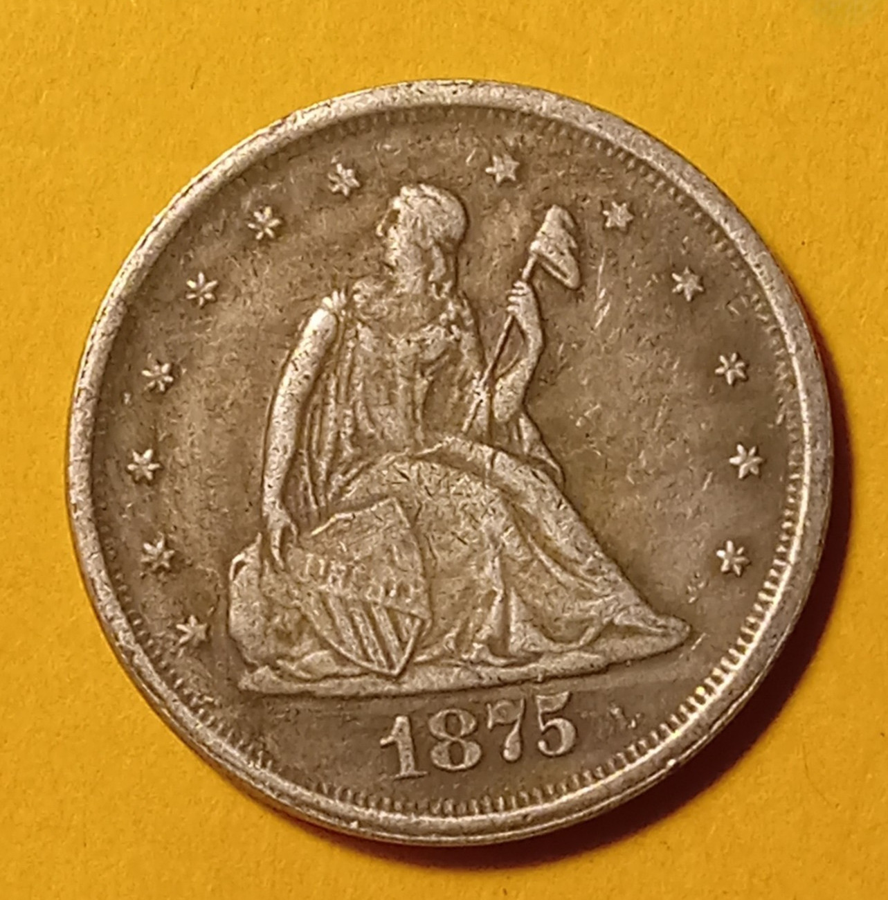 1875-CC Liberty Seated 20 Cents Coin Contemporary Copy