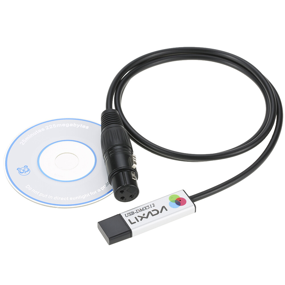 Lixada USB To DMX512 Interface Adapter DMX512 Stage Light PC Controller Cable