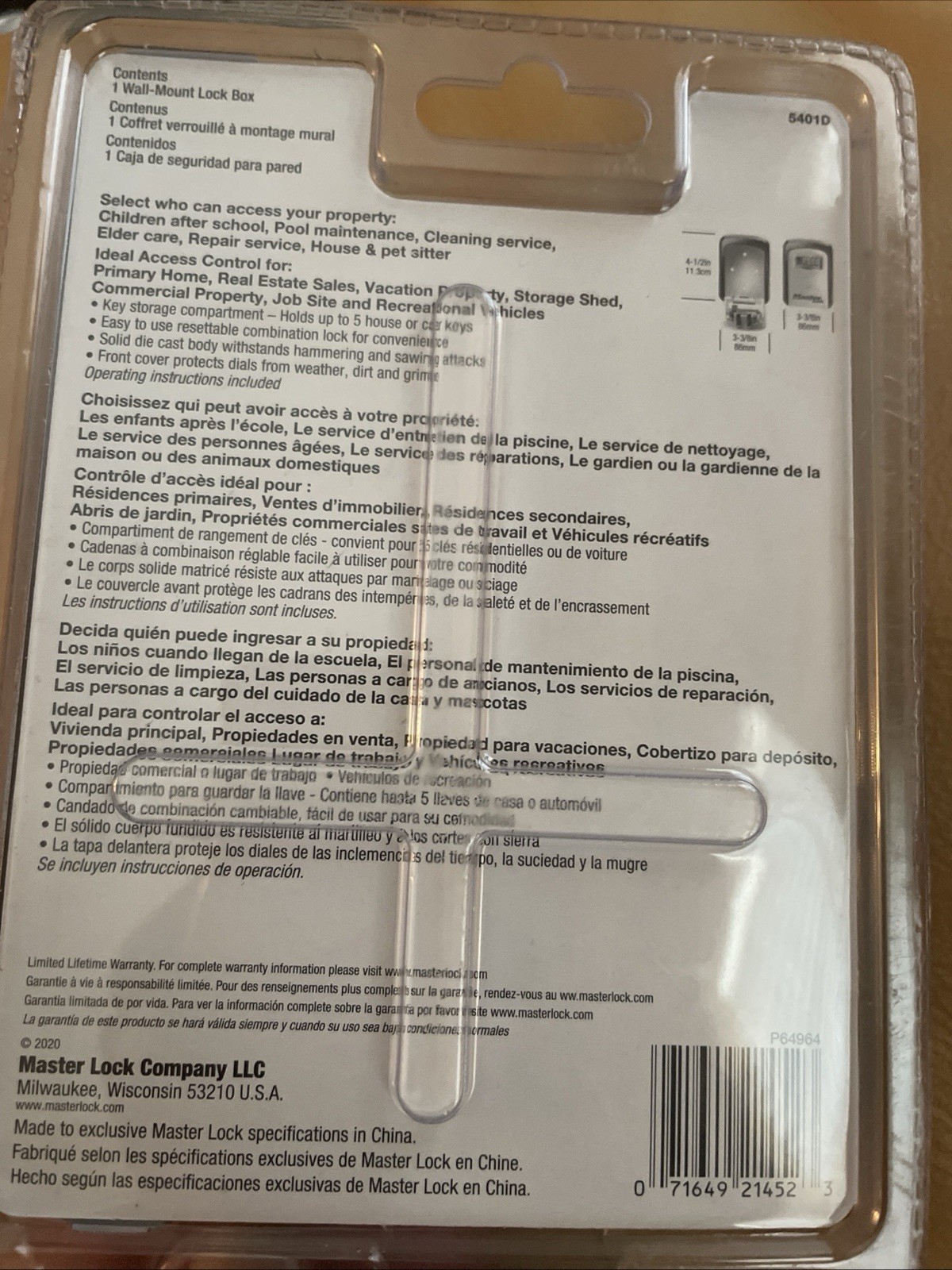 Master Lock Wall Mount Lock Box Combination Dials Holds 5 Keys 5401D Sealed