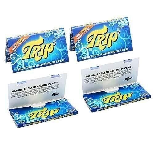 Trip2 Clear 1-1/4 (78mm) Cigarette Rolling Papers, 4 Packs