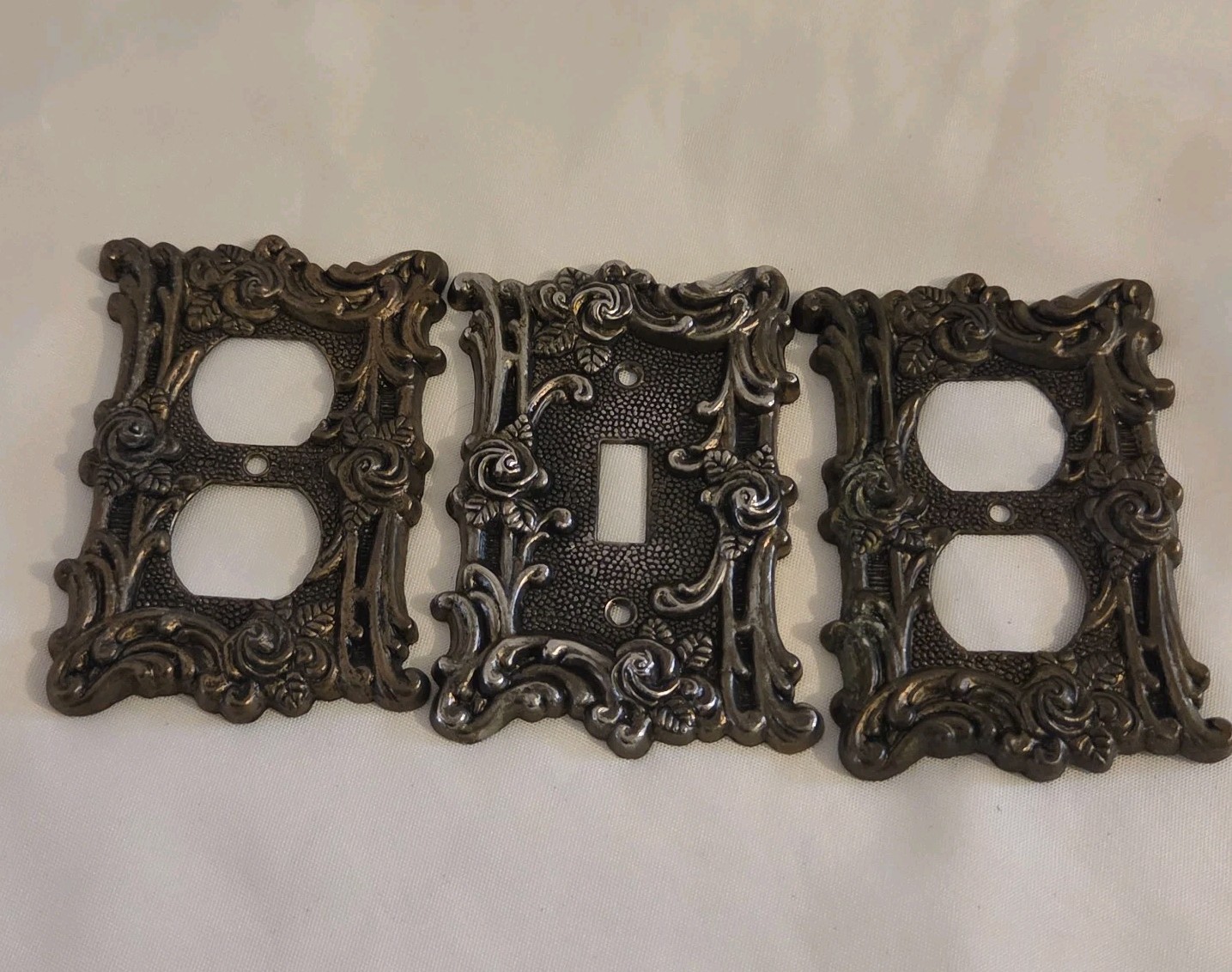 Vtg AT & HC American Tack Hardware Co Ornate Toggle & Elec Plates ROSES Lot Of 3