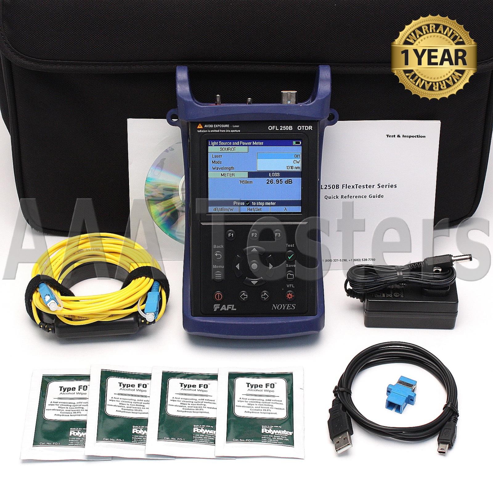 AFL Noyes OFL 250B SM 1310/1550 Fiber OTDR w/ VFL & Power Meter OFL-250B