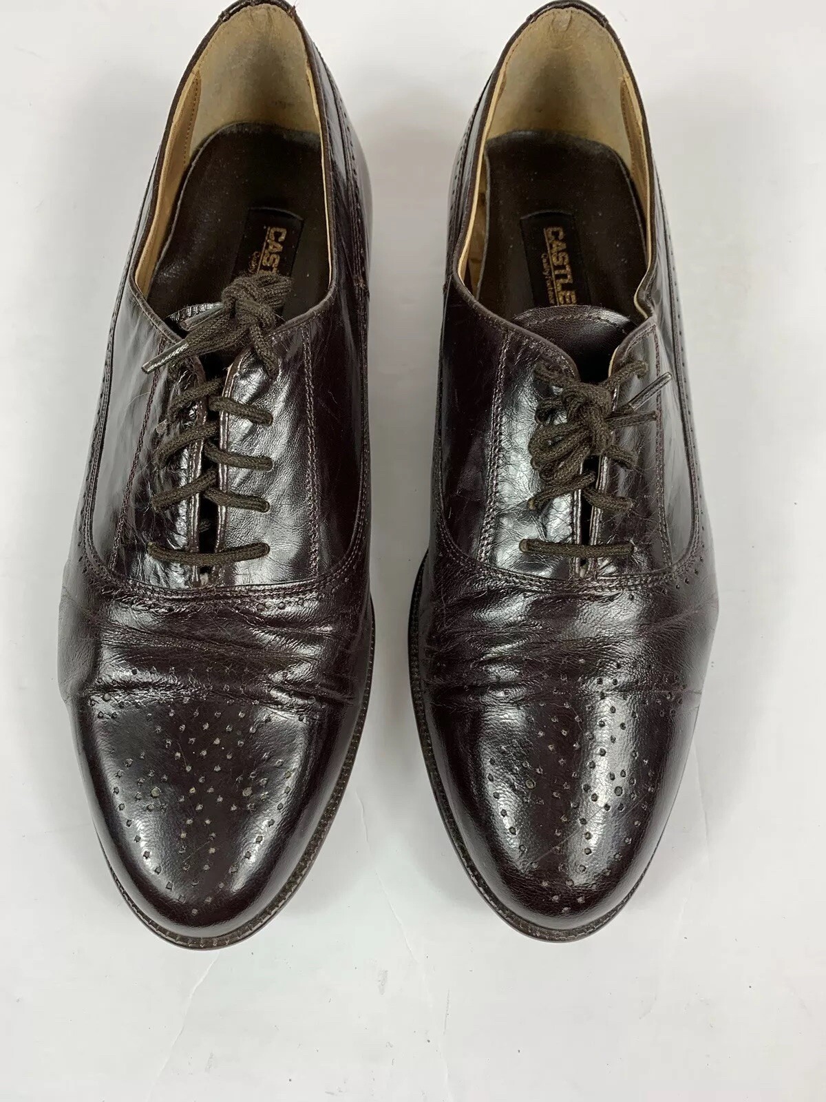 Castleby Mens Size 9.5 D Brown Leather Oxford Shoe - MS-121