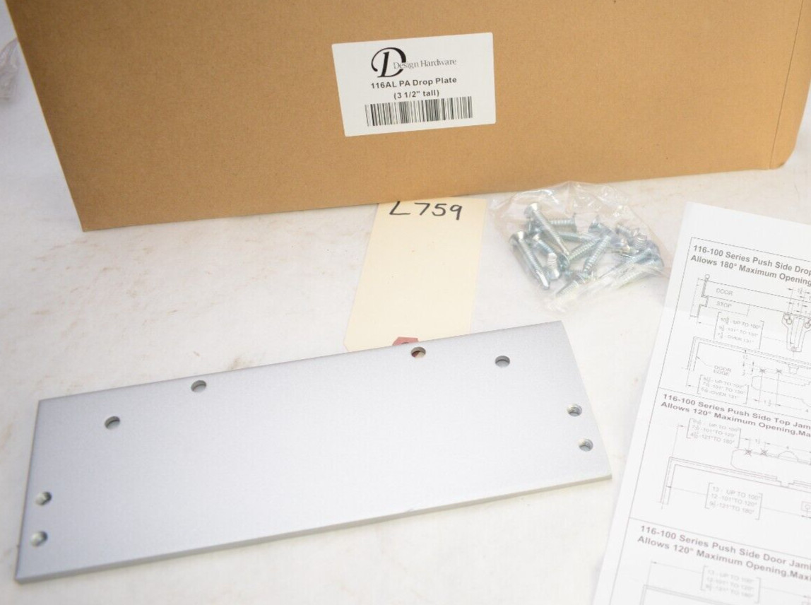 Design Hardware 116AL 116 PA Parallel Arm Drop Plate with Mounting Hardware  NEW