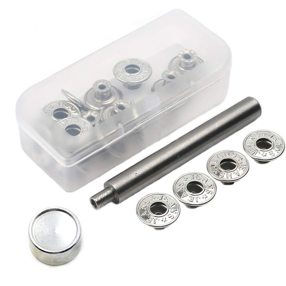 20 Pieces Jeans Button Tack Buttons Snap Fastener Press Studs Metal Style 1