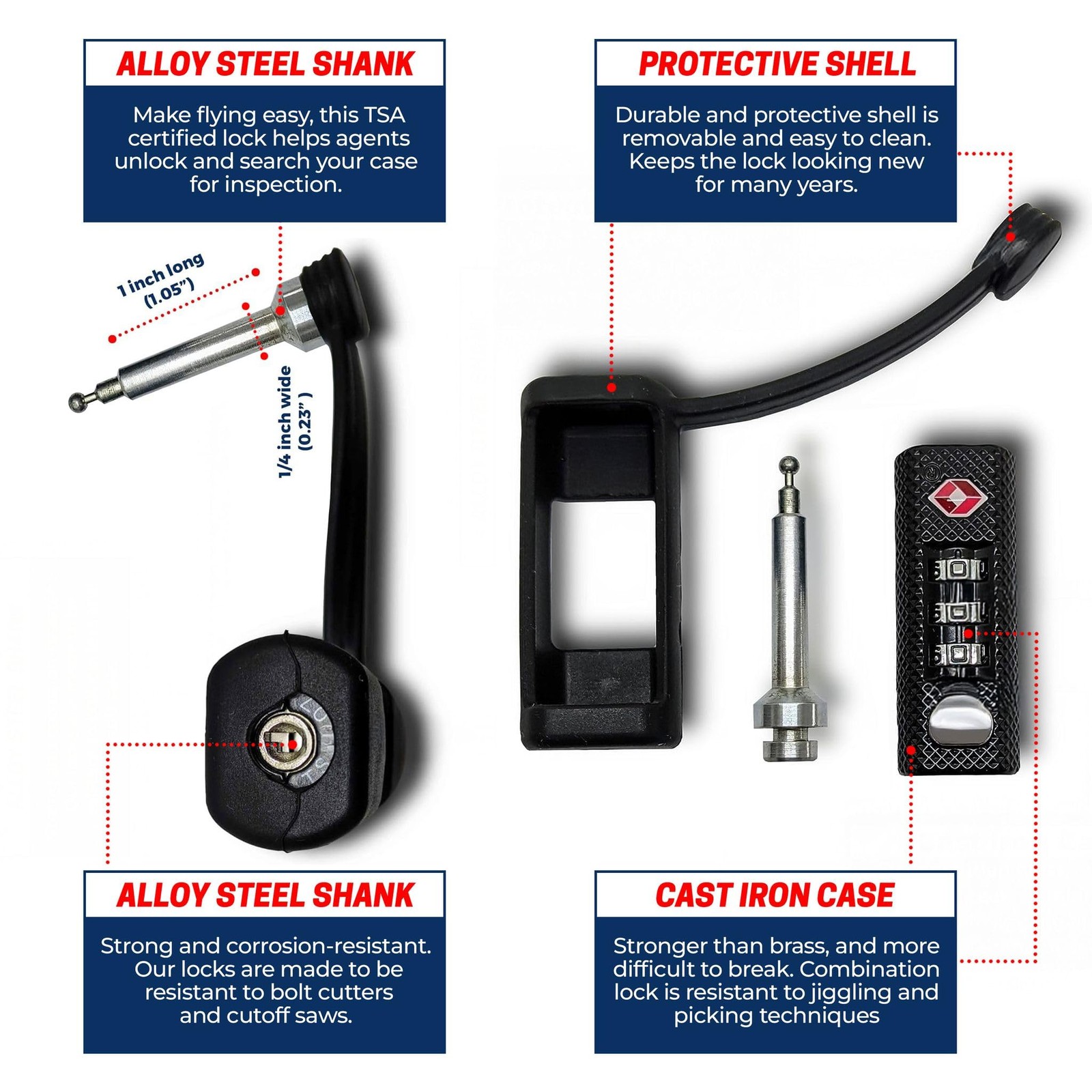 Cedar Mill Fine Firearms TSA Approved Gun Case Lock – Durable, Cut-Resistant ...