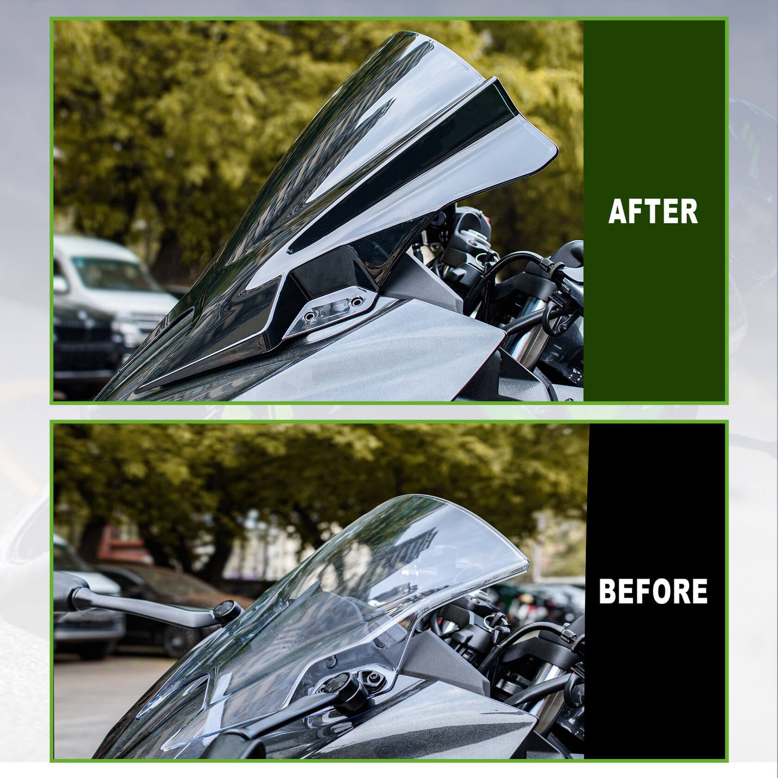 WOLFLINE ABS Windshield for Kawasaki Ninja 500 2024-2026 Windscreen Black