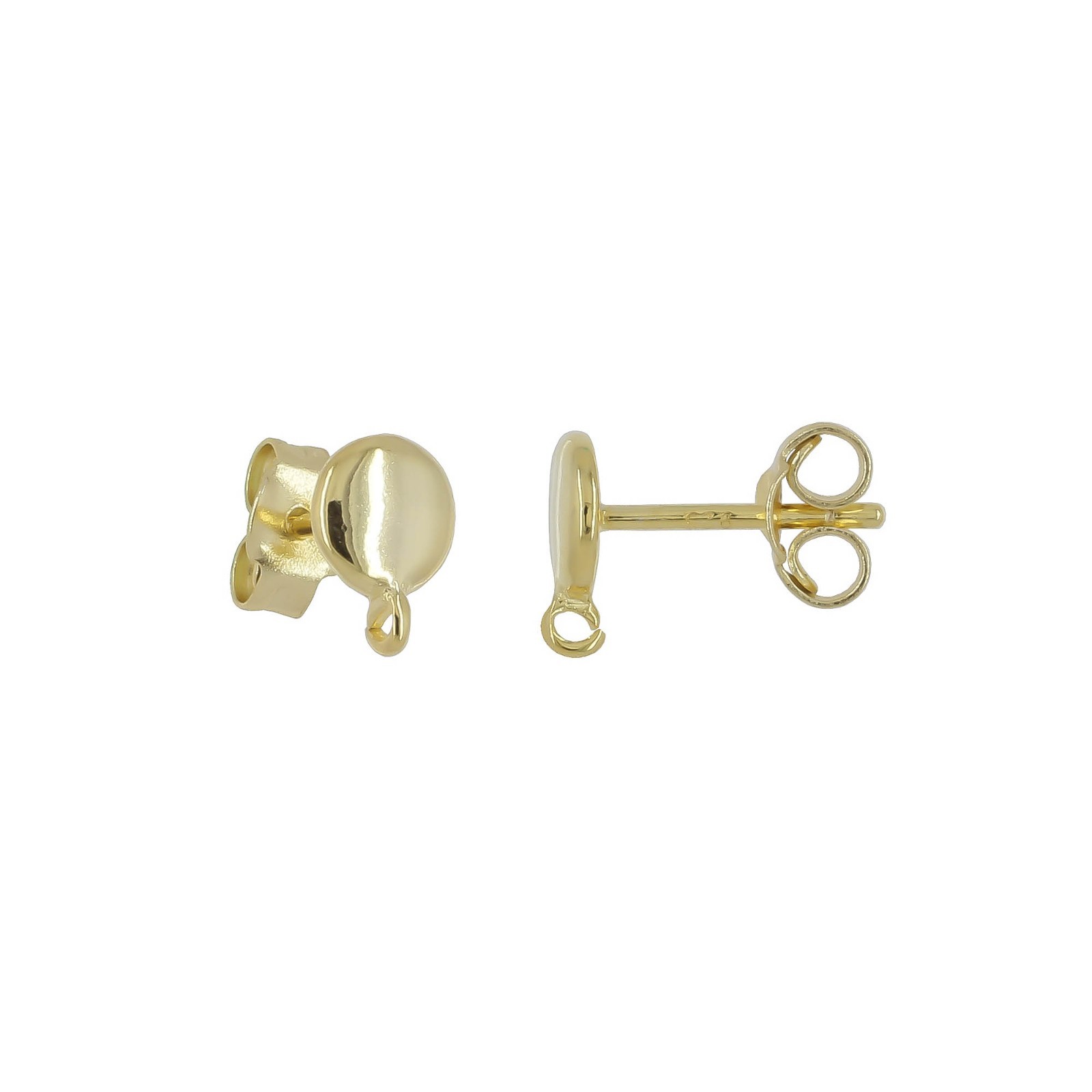 Gold Plated Sterling Silver Round Dome Stud Post Earrings Connector #99090