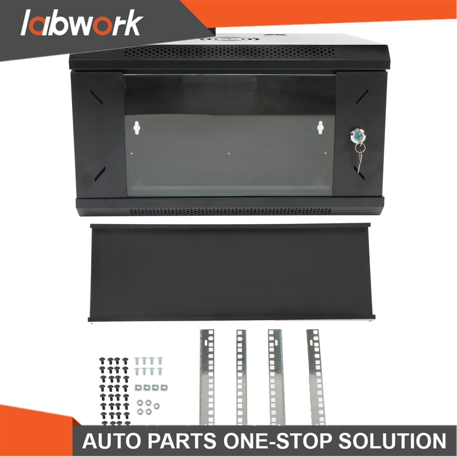 Labwork 6U Wall Network Cabinet w/ Locking Tempered Glass Door & 15.5" Depth