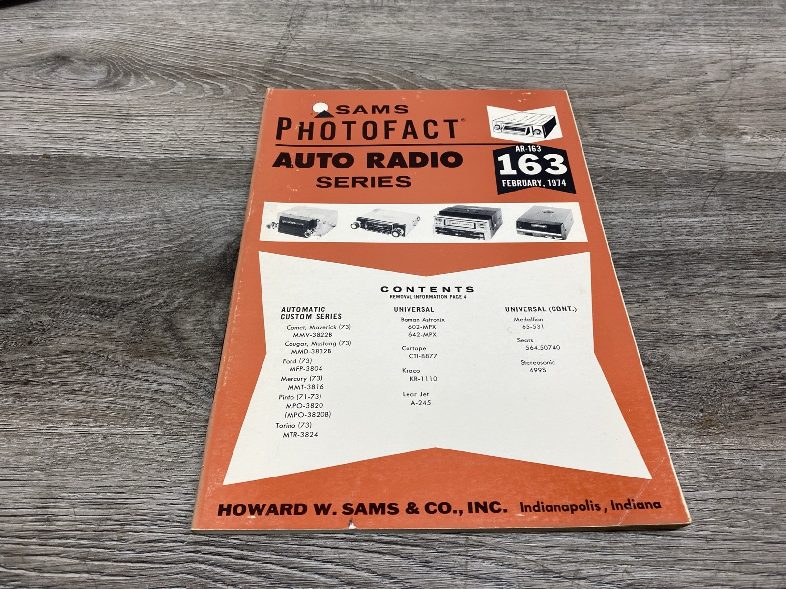 Sams Photofact Auto Radio Series Vol 163 February 1974 AR-163 Automatic Custom