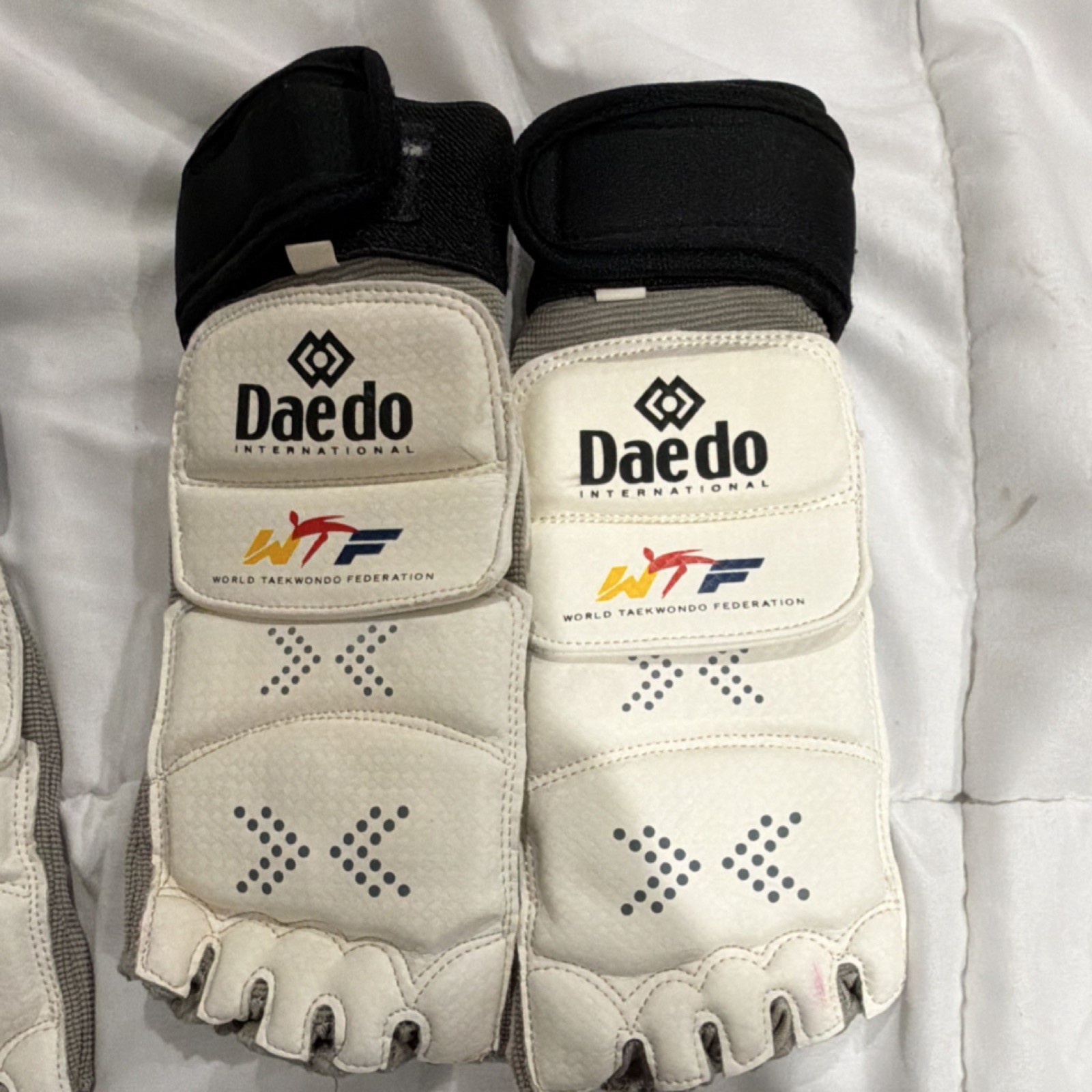 Daedo Taekwondo Foot Protectors White Black Gray youth Unisex Martial Arts XS