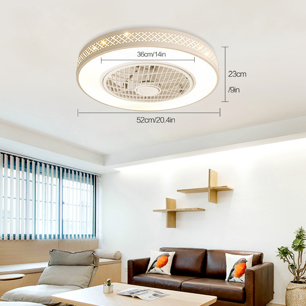 20" Modern Fan Lights Flush Mount LED Ceiling Light kit With Remote Control